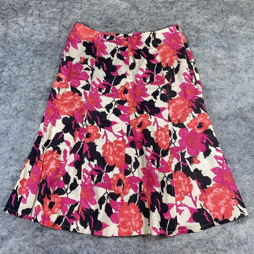 Kim Rogers Trumpet‎ Skirt Women's 16 Multicolor Floral Linen Lagenlook Boho